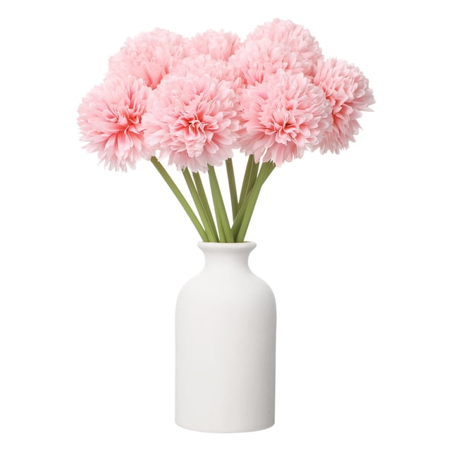 Uxcell 10 piezas de flores de bola de crisantemo artificial, ramo de flores de crisantemo falso de seda para decoración de hogar, jardín, boda y fiesta, rosa oscuro