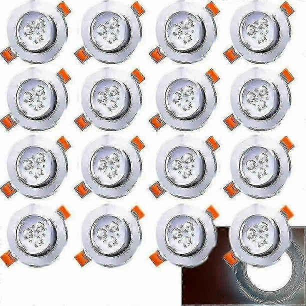 20 Pack Led Recessed Led Downlights, 3w Ceiling Lamp, 30 Rotatable, Round Led Spotlights 245 Lumens Cool White 3000k, Hole Diameter 60mm