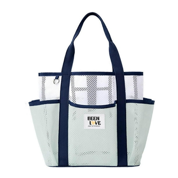 Travel Beach Tote Bag with Multi Pockets, Waterproof Mesh Beach Bags, Large Capacity Handheld Cosmetic Zipper Pouch