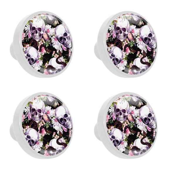 4 Pcs Skull Knobs for Kitchen Cabinet Cupboard Dresser Bookcase Drawer Pulls Handles Round Home Decor