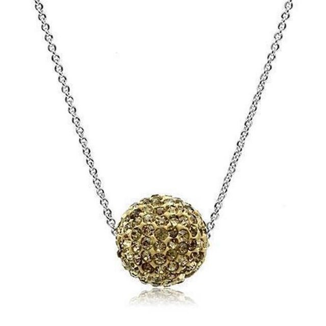 18 in. Rhodium Brass Chain Pendant with Top Grade Crystal, Topaz