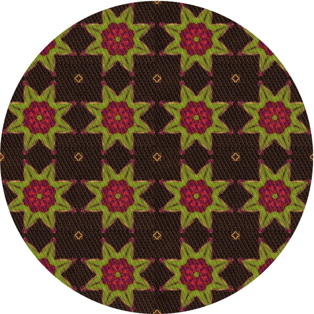 Ahgly Company Tapis d'Intérieur Lavables en Machine, Ronds, Marron Chêne Transitionnel, Ronds de 3'