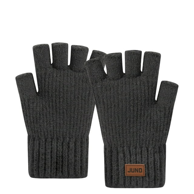 RXMEKW Men's Gloves, Winter Knitted Velvet Double-Layer Warmth