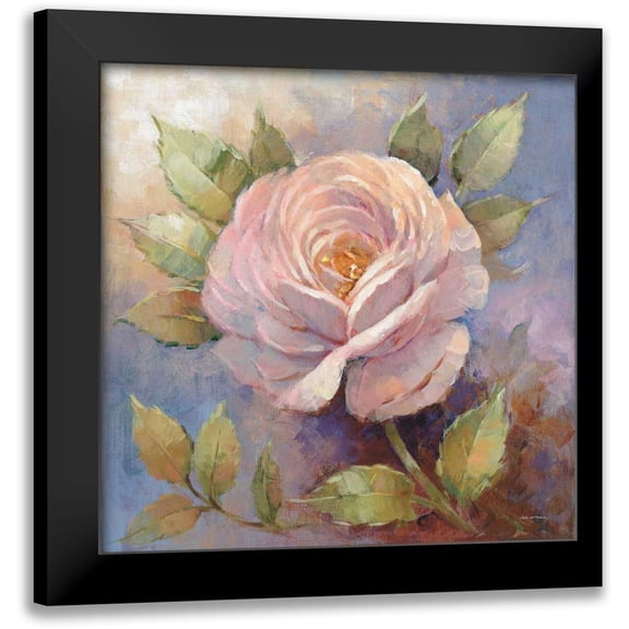 McGowan, Peter 12x12 Black Modern Framed Museum Art Print Titled - Roses on Blue IV Crop