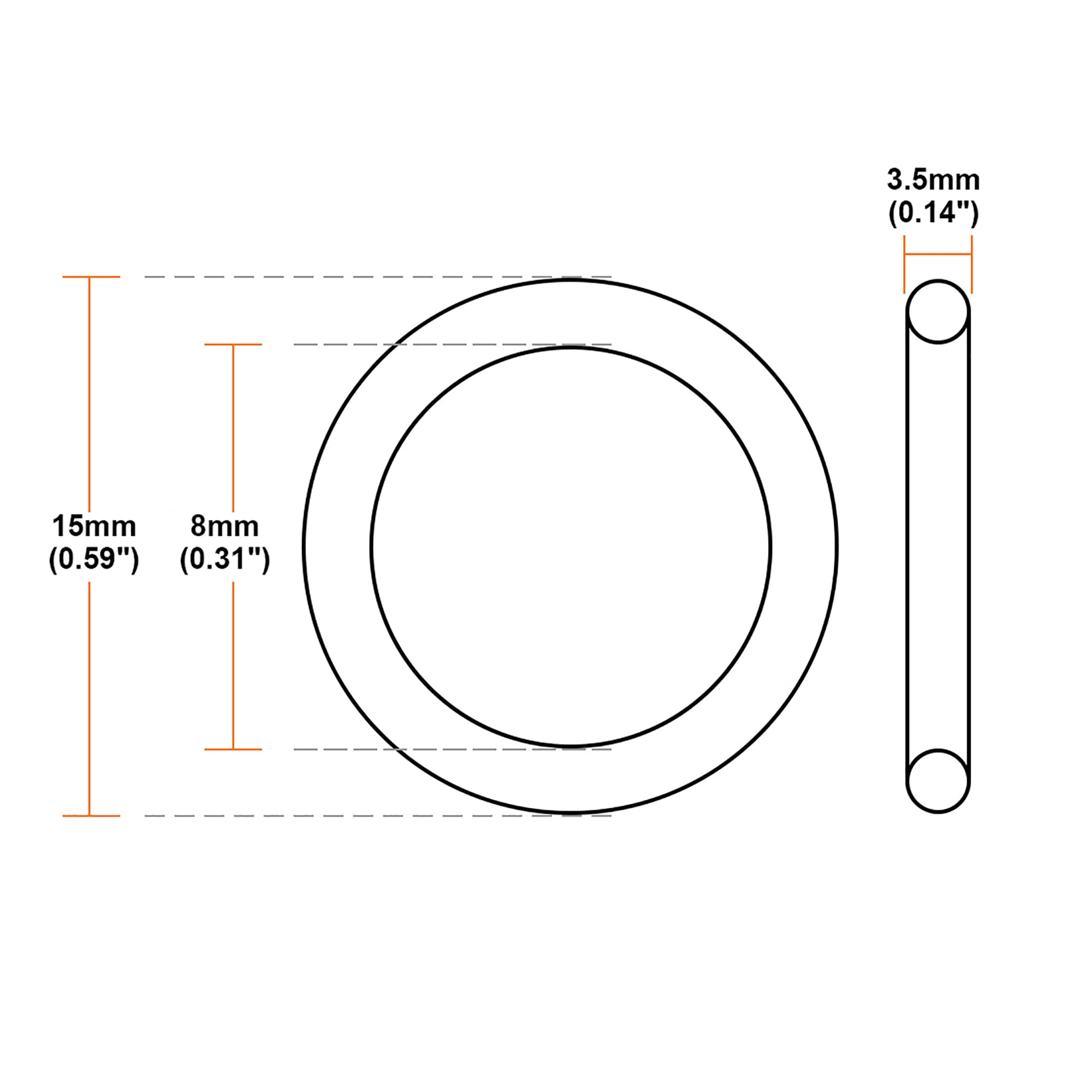 15mm OD uxcell Fluorine Rubber O Rings Seal Gasket Black 25Pcs 3.5mm Width 8mm Inner Diameter 15mm OD uxcell Fluorine Rubber O Rings Seal Gasket Black 25Pcs 3.5mm Width 8mm Inner Diameter