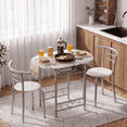 thumbnail image 3 of Homall 3-Piece Dining Table Set, Small Dining Table for 2, Modern Dining Set for Small Spaces, Dining Room, Kitchen, Marble & Silver, 3 of 9