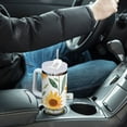 thumbnail image 4 of Yayeee 30oz Stainless Steel Tumbler with Straw and Handle Double-Wall Insulated Travel Water Bottle, Sunflowers and Leaves Pattern, 4 of 8