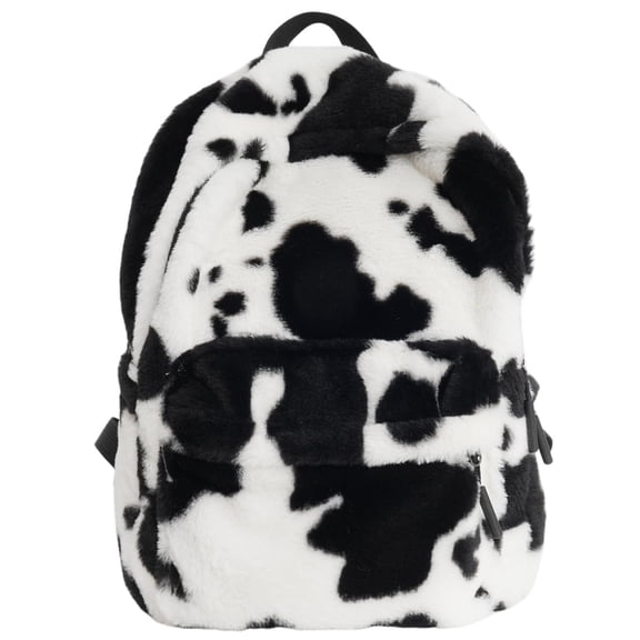 Leopard Backpack for Women Soft Fluffy Plush Trendy Backpack Cheetah Daypack Travel Rucksack