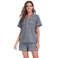 thumbnail image 5 of EA'S SECRET 100% Cotton Pajamas for Women Set Soft Short Sleeve Sleepwear Button Down Nightwear Loungewear Pjs Lounge Sets S-XXL(Deep Grey,L), 5 of 7