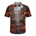 thumbnail image 4 of GrmtClth Mens Short Sleeve Button Down Shirt Halloween Season Rust Skull Grain Texture All Over Print Light Casual Party Top Black L, 4 of 5