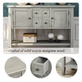 thumbnail image 5 of 46"x15"x34" Console Table with 4 Storage Drawers, Wood Buffet Sideboard Desk with 2 Cabinets and Bottom Shelf, Retro Wood Console Table Storage Cabinet for Dining Room Entryway, Antique Gray,L2470, 5 of 11