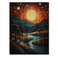 thumbnail image 3 of Designart "Sunset Pastoral Mystic Forest River III" Landscape & Nature Print on Natural Pine Wood, 3 of 5
