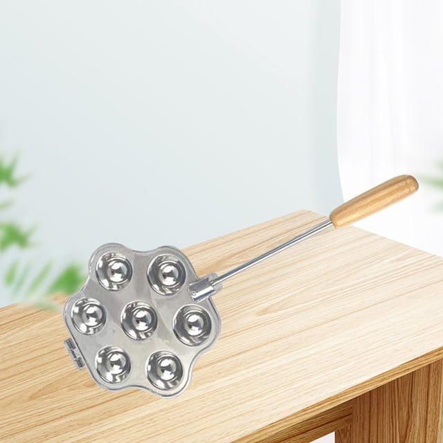 Molde de tarta de huevo de 7 agujeros con asa Molde de pastel de aleación de aluminio Sartén antiadherente Takoyaki