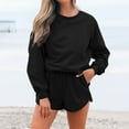 thumbnail image 2 of Women 2 Piece Outfits Sweatsuit Casual Long Sleeve Pullover and Shorts Sets Travel Tracksuit, 2 of 5