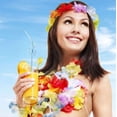 thumbnail image 4 of Kids Hawaiian Grass Lei Skirt Flower Wristband Garland Fancy Costume Suit, 4 of 4