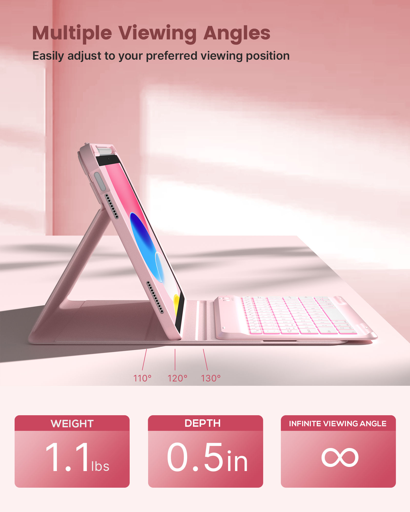 Typecase iPad 11th/10th Gen Keyboard Case, Pink photo 4