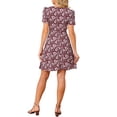 thumbnail image 3 of INSPIRE CHIC Women's Floral Print Dress Casual Ruched Short Sleeve V Neck Sundress XL Red, 3 of 5