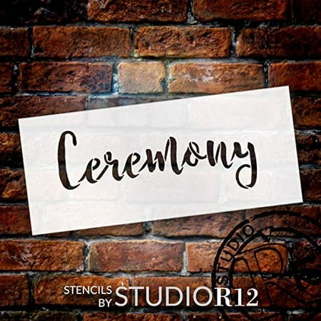 Wedding Sign Word - Ceremony - Rustic Script Stencil by StudioR12 | Reusable Mylar Template | Use to Paint Wood Signs - Pallets - Pillows - DIY Wedding Decor - Select Size (10