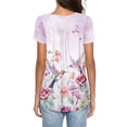 thumbnail image 2 of Chririnla Womens Shortt Sleeve Tops Floral Hummingbird Print Casual Blouses for Women Asymmetrical T Shirts Tunic Tops for Spring Summer, 2 of 6