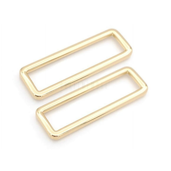 CRAFTMEMORE 2 Inch Rectangle Rings Buckle Metal Rectangular Buckle Loop for Bag Belt Strap Quality Finish 4 pcs SCLP (2 Inches Loop Gold)