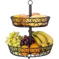 thumbnail image 1 of Frutero de 2 niveles, cesta de fruta de metal para encimera, estilo vintage negro, 1 of 5