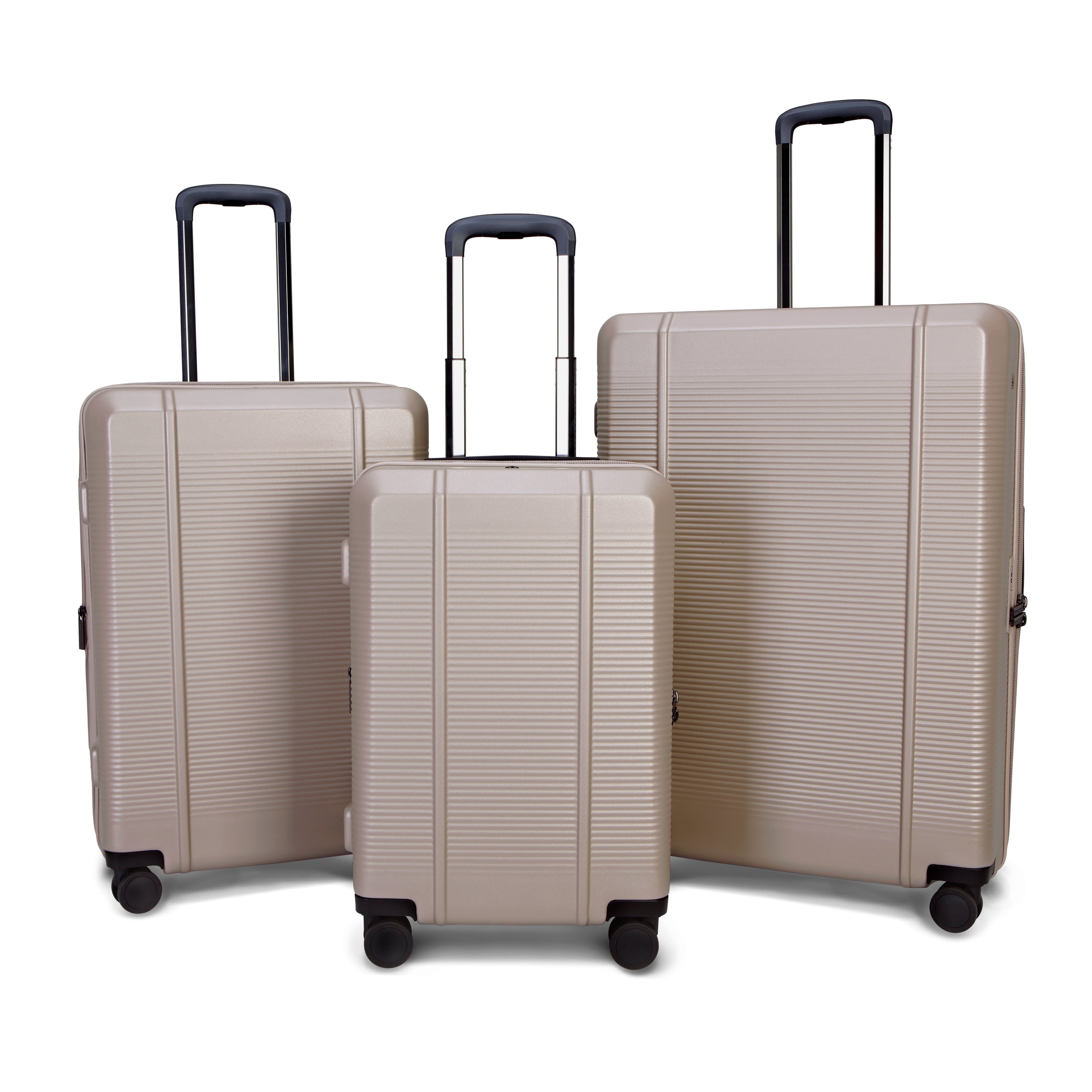 btL 28-inch Checked Expandable Hardside Upright Luggage With 360-Spinner Wheels and Divider Pockets, Taupe