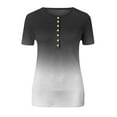 thumbnail image 4 of Njoeus Womens Short Sleeve T-Shirts Slim Ribbed Knit Tops Button V-neck Blouse Casual Tee Gradient Print Summer Tops S-XXL, 4 of 4