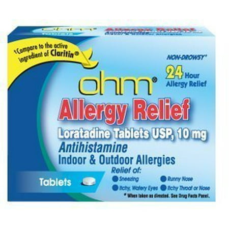 Loratadine usp 10 mg antihistamine allergy relief tablets by OHM - 500 Each
