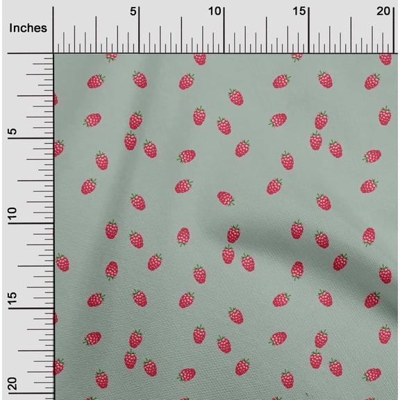 oneOone Viscose Chiffon Fabric Raspberry Fruit Printed Fabric 1 Yard 42 Inch Wide