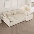 thumbnail image 6 of Advwin 146" Oversized Corduroy Modular Sectional Sofa, 6-Seat Convertible Sleeper Sofa with Ottoman & 5 Pillows, Modern L-Shaped Lounge Couch for Living Rooms, Beige, 6 of 10