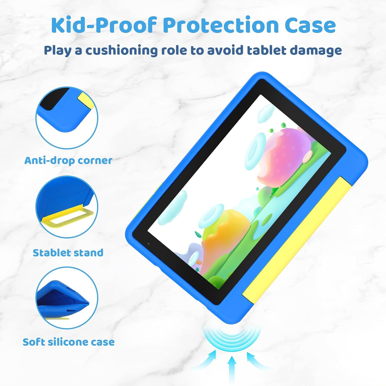 AEEZO 7 Inch Kids Learning Tablet, 8GB RAM 64GB, Educational Tablet for Kids Ages 3-10, Blue