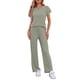 thumbnail image 1 of INSPIRAR CHIC Conjunto de Sudadera de Punto Acanalado para Mujeres, Cuello Redondo, 2 Piezas, Ropa de Casa, Manga Corta, Traje Deportivo XS Verde, 1 of 5