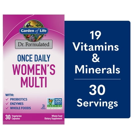 Garden of Life Dr. Formulated Fermented Women’s Health Multivitamin with Wholefoods, Probiotics, Enzymes, and Immune Support, Vegetarian and Gluten Free, 30 Capsules