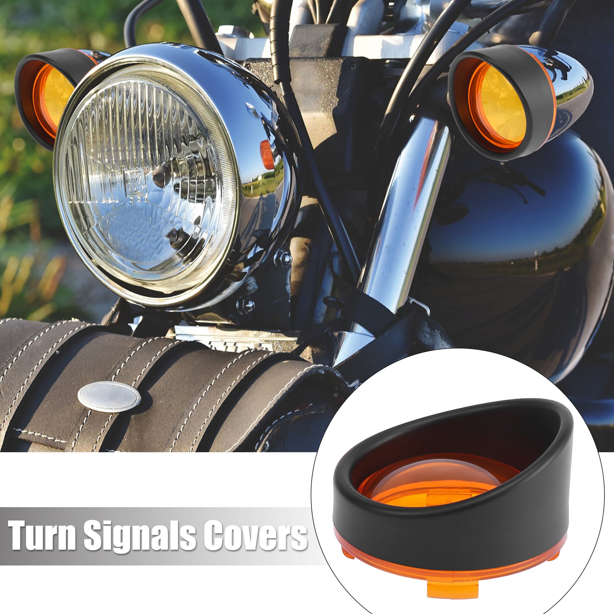 Bultaco UK 2pcs Yellow Motorcycle Turn Signal Light Lens Cover for Harley-Davidson XL883 