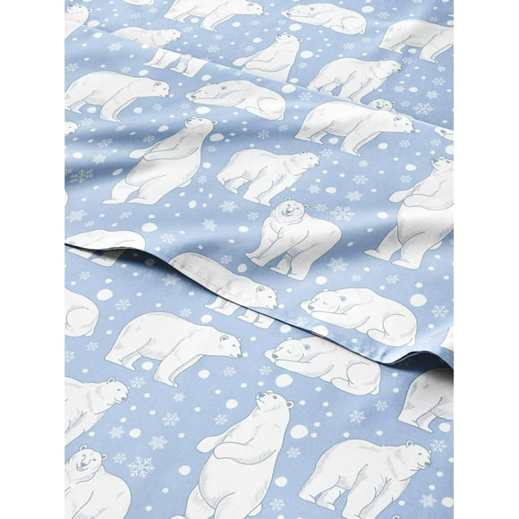 Christmas Sheets Full - 4 Piece Deep Pocket Christmas Sheet Set - Soft Wrinkle Free - Winter Bed Sheets - Christmas Sheets Kids And Toddlers - Polar Bears And Snowflakes - Cute Blue Christmas Sheets