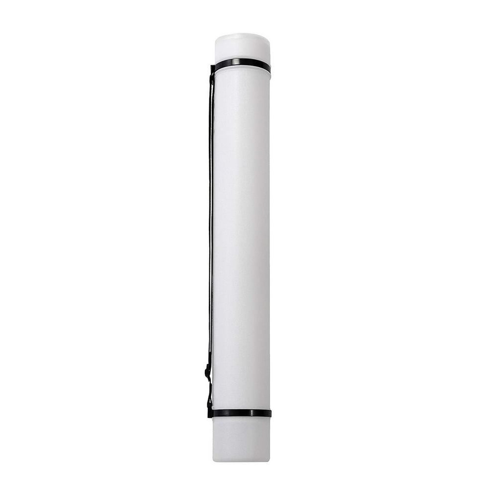 Poster Document Storage Tube with Strap, Hard Plastic, White