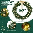 thumbnail image 6 of 60in Pre-Lit Artificial Christmas Wreath with Warm White LED Lights, SESSLIFE Modes Remote Control, 600 Tips and DIY Golden Ornaments, for Front Door Indoor Outdoor Holiday Decor, 6 of 8