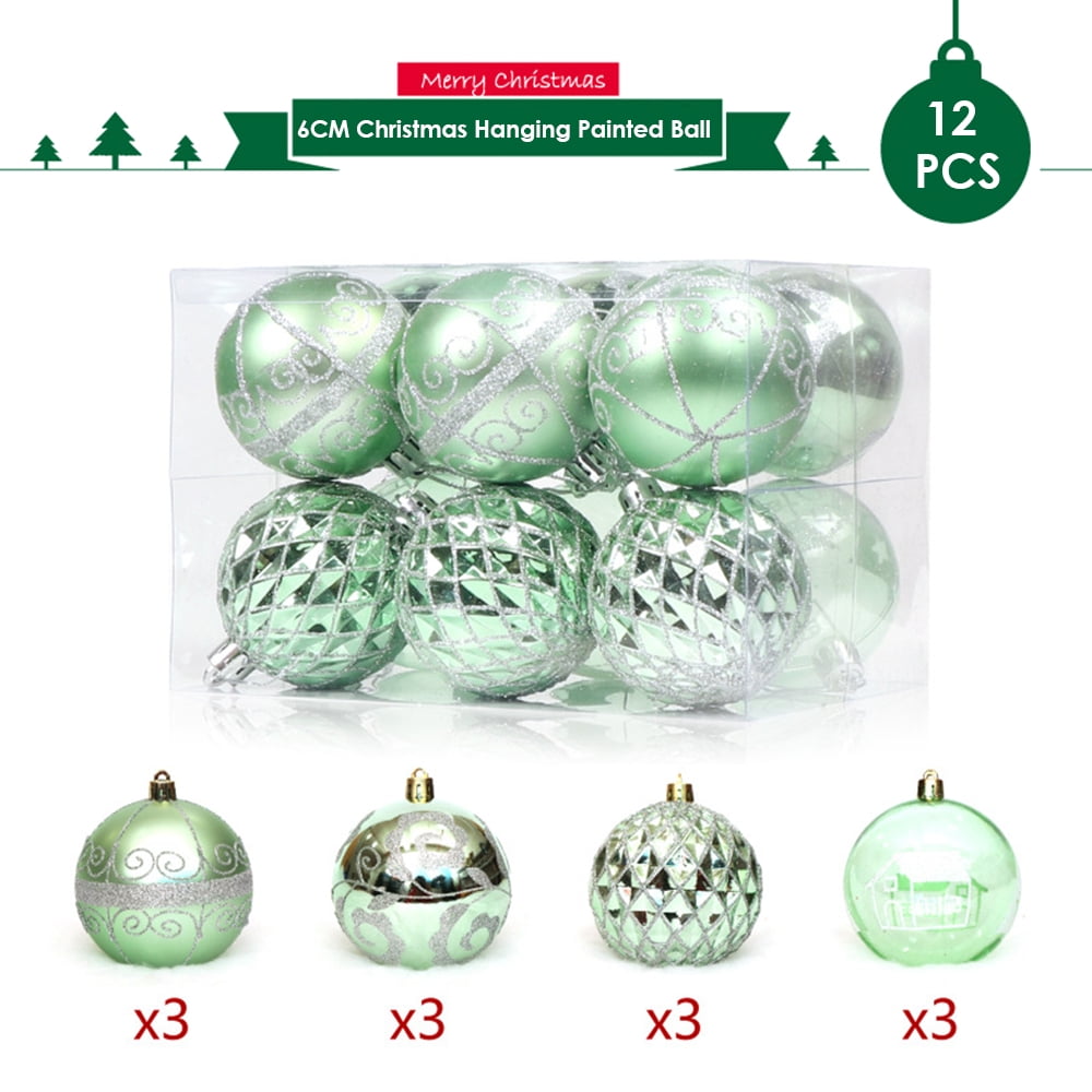 12Pcs/Box Christmas Tree Decoration Balls Big Xmas Decal Balls Ornament 60-80mm 