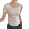 thumbnail image 4 of adviicd T-Shirts pour Femmes T-Shirts d'Été à Manches Courtes Col Rond Décontracté T-Shirts Unis Blanc,TTG, 4 of 4