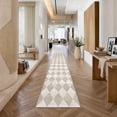thumbnail image 3 of BERTHMEER 2'x10' Runner Rugs for Entryway Bedroom Living Room Hallway Kitchen Dining Room and Laundry Room Non Slip Washable Geometric Rhombus Checkered Runner Rugs,Beige, 3 of 6