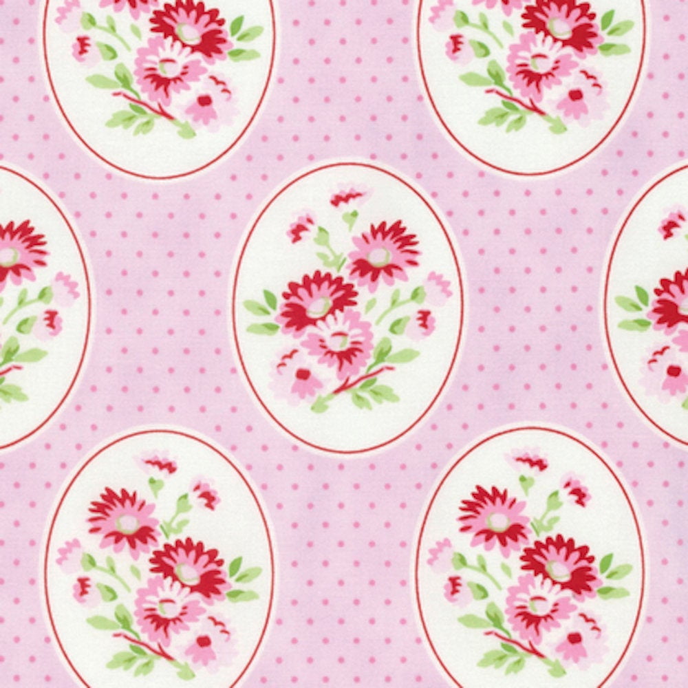 Tanya Whelan Rambling Rose PWTW135 Granny's Wallpaper Pink Cotton ...