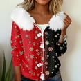 thumbnail image 5 of Women's Fashion Casual Sweater Zipper Cardigan, Christmas Snowflake Print Plush Hooded Jacket for Holiday Parties and Cozy Winter Wear,Black,L, 5 of 6