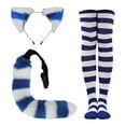 thumbnail image 1 of Huanglei "Ladies' Striped Cat Ear And Tail Knee High Socks Set Adorable Accessory For Parties", 1 of 2