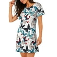thumbnail image 2 of Naloa Butterfly Print Women Nightgowns,Womens Loungewear,Short Sleeve Sleepwear,Comfy Ladies Nightdress, 2 of 6