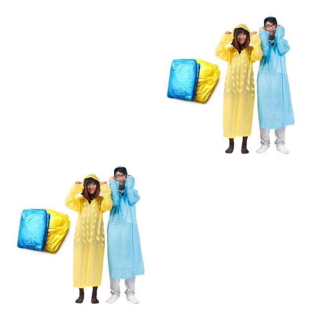 Billuyoard Chubasquero de plástico para acampar, montañismo, impermeable, portátil, para la lluvia, para la familia, para el exterior, Transparente 2piezas