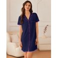 thumbnail image 2 of Ekouaer Nightgowns for Women Button Down Sleep Shirt Short Sleeve NightShirts Boyfriend Sleepdress Soft Pajama Dress, 2 of 6