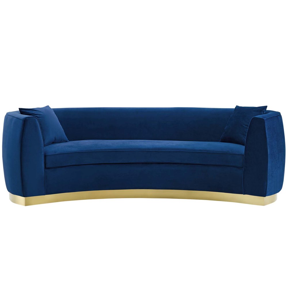 Curved Performance Velvet Sofa, Navy