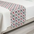 thumbnail image 2 of Skull Bed Runner, Geometric Skulls and Hearts Crosses Stitch Work Knitted Nordic Pattern Print, Decorative Accent Bedding Scarf for Hotels Homes and Guestrooms, Twin, Grey Red Coconut, by Ambesonne, 2 of 2