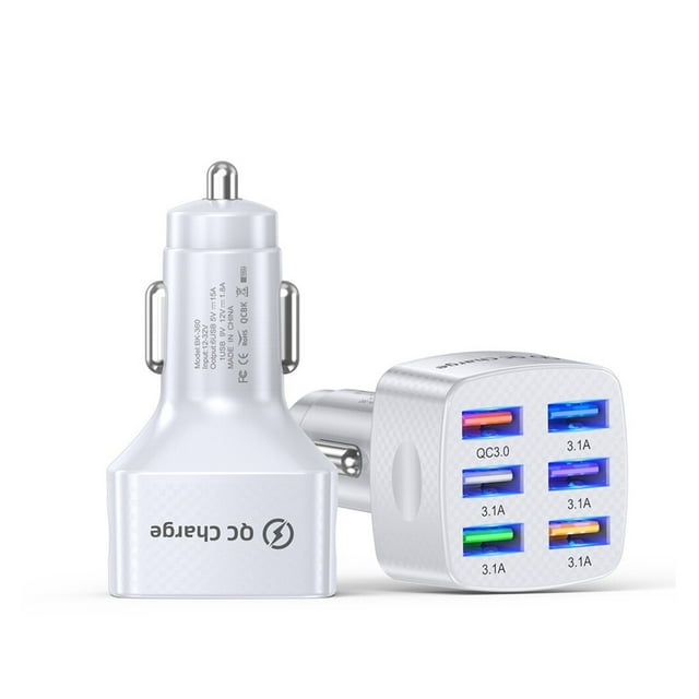 75W Car Charger Quick Charge 3.0 6 Ports USB Charger For Portable Mobile Phone Charger,Charger Adapter ,Multi-Device Charger