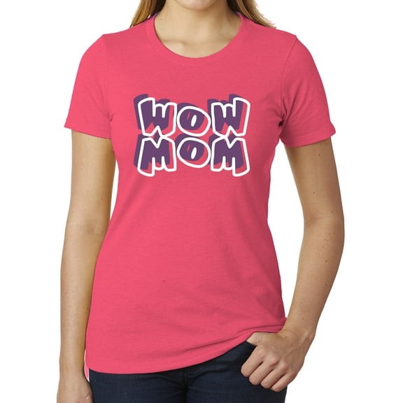 Wow Mom Graphic T-shirts, Ladies Funny T-shirts, Cute Mom Shirts. - Berry MH200WMOM S9 XS